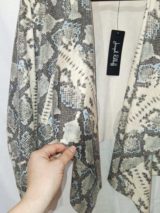 Joseph Ribkoff Snakeskin Print Open Front Cardigan Light Drape Jacket Sz 10 NEW - Picture 4 of 14